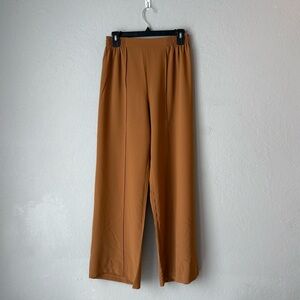 SHEIN Tan Elastic Waist Wide Leg Trousers